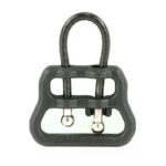Small gray padlock with a rounded shackle inside a rectangular metal hasp.