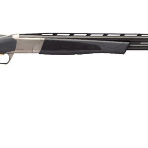 Over-under shotgun with black/gray stock and two parallel barrels on a white background