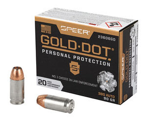 Speer Gold Dot Handgun Ammunition .380 ACP 90 gr HP 1040 fps 20/ct