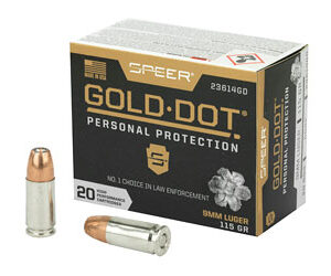 Speer Gold Dot Handgun Ammunition 9mm Luger 115 gr HP 1210 fps 20/ct
