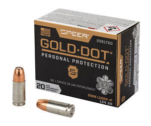 Speer Gold Dot Handgun Ammunition 9mm Luger (+P) 124 gr HP 1220 fps 20/ct