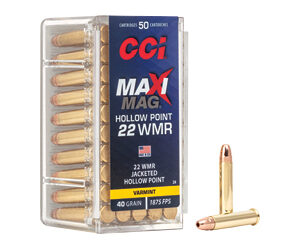 CCI Maxi-Mag Rimfire Ammunition .22 WMR 40 gr JHP 1875 fps 50/ct