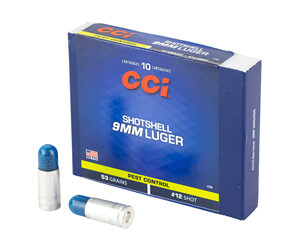 CCI Pest Control Handgun Shotshells 9mm Luger 53 gr. #12 shot 900 fps 10/ct