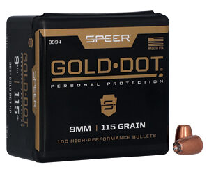 Speer Gold Dot Personal Protection Handgun Bullets 9mm .355" 115 gr GDHP 100/ct