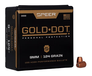 Speer Gold Dot Personal Protection Handgun Bullets 9mm .355" 124 gr GDHP 100/ct