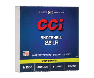CCI Rimfire Shotshell Ammunition .22 LR 1/15 oz #12 31 gr 1000 fps 20/ct