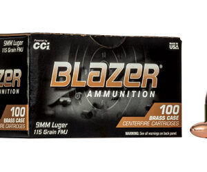 CCI Blazer Brass Handgun Ammunition 9mm Luger 115 gr FMJ 1145 fps 100/ct Bulk Loose Pack