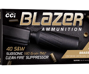 CCI Blazer Brass Clean-Fire Suppressor Handgun Ammunition .40 S&W 180gr TMJ 970 fps 50/ct