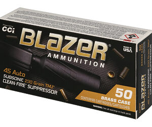 CCI Blazer Brass Clean-Fire Suppressor handgun Ammunition .45 Auto 230gr TMJ 800 fps 50/ct