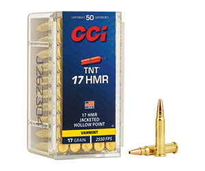 CCI TNT Rimfire Ammunition .17 HMR 17 gr TNT JHP 2550 fps 50/ct