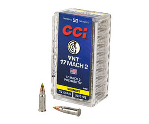 CCI Varmint Rimfire Ammunition .17 Mach 2 17 gr VNT 2010 fps 50/ct