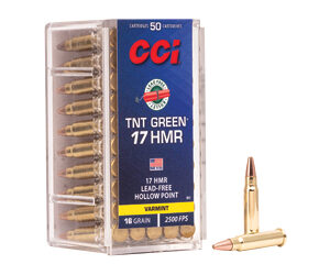 CCI TNT Green Rimfire Ammunition .17 HMR 16 gr HP 2500 fps 50/ct