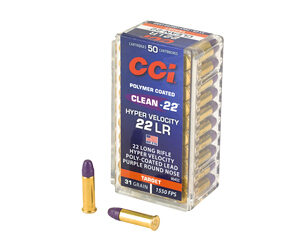 CCI Clean-22 Hyper Velocity Purple Rimfire Ammunition .22 LR 31gr RN 1550 fps 50/ct
