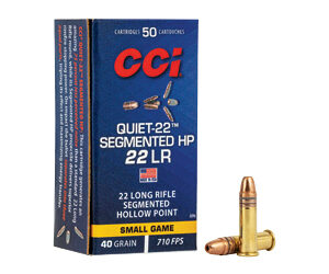CCI Quiet-22 Segmented HP Rimfire Ammunition .22 LR 40 gr HP 710 fps 50/ct