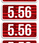Nine red tags in a vertical column, each reading the number 5.56.