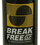 Break Free CLP bottle (black plastic) with yellow label advertising cleaner, lubricant and preservative; contains 4 oz (118 ml)
