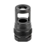 Metal threaded valve/adaptor with two rectangular cutouts and a hexagonal base.