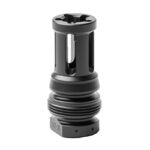 Black cylindrical electrical socket/component with a threaded base and visible internal contacts.