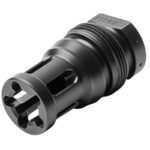 Metal precision-machined coupling/adapter with four internal slots, likely a quick-connect pneumatic or hydraulic fittingViewed from an angled perspective.