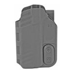 Gray polymer pistol magazine in a compact holster/profile view, showing retention screws on the side