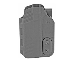Gray polymer pistol magazine in a compact holster/profile view, showing retention screws on the side