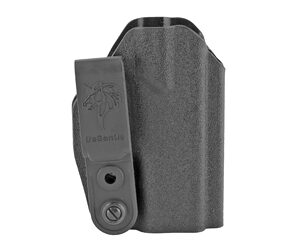 Black DeSantis magazine holster with retention screw on a white background