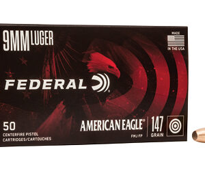 American Eagle Handgun Ammunition 9mm Luger 147 gr FMJ 1000 fps 50/ct