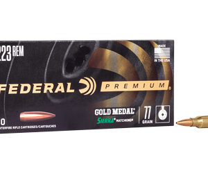Federal Premium Gold Medal Sierra MatchKing Rifle Ammunition .223 Rem 77 gr BTHP 2720 fps - 20/ct