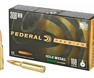 Federal Premium Gold Medal Sierra Matchking Rifle Ammunition .308 Win 168 gr BTHP 2650 fps 20/ct
