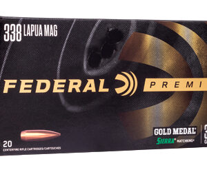 Federal Premium Gold Medal Sierra MatchKing Rifle Ammunition .338 Lapua Mag 300 gr BTHP 2580 fps - 20/ct