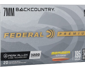 Federal Berger Elite Hunter Rifle Ammunition 7mm Backcountry 195gr HPBT 3000 fps 20/ct