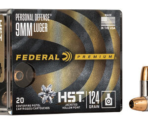 Federal Premium Personal Defense HST Handgun Ammunition 9mm Luger 124gr HST 1150 fps 20/ct