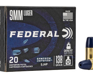 Federal Syntech Defense Handgun Ammunition 9mm Luger 138 gr SJHP 1050 fps 20/ct