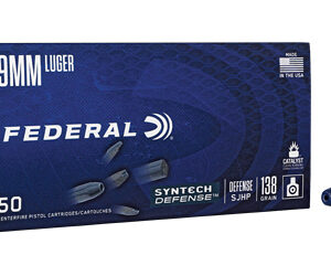 Federal Syntech Defense Handgun Ammunition 9mm Luger 138 gr. SJHP 1050 fps 50/ct