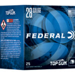 Box of Federal Top Gun 28 gauge shotgun shells, blue design, 25 rounds.