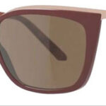 Brown sunglasses with wide rectangular gradient lenses and tan arms, featuring a small logo on the temple.