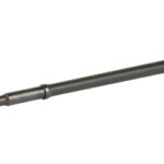 Long black rifle barrel with a muzzle at the left and a wider tip at the right on a white background.