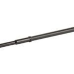 Long metal cylindrical rod with segmented sections and threaded ends, lying diagonally.