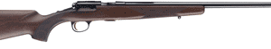 Bolt-action rifle with a wooden stock and long metal barrel laid horizontally.