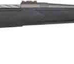 Bolt-action rifle with a black synthetic stock and long barrel.