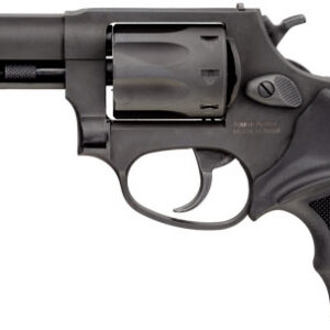 Compact revolver-style handgun with a short barrel and textured grip