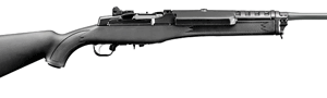 Long rifle with a black stock and metal barrel, facing to the right.