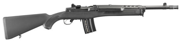 Black AK-style rifle with a curved magazine on a white background
