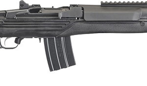 Black assault rifle with adjustable stock, pistol grip, and a detachable magazine.