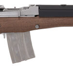 AK-style assault rifle with wooden stock and metal receiver, 30-round magazine