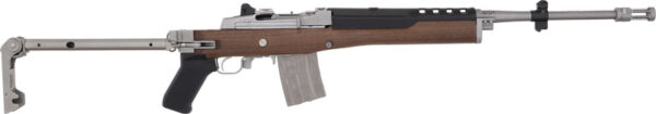 AK-style assault rifle with wooden stock and metal receiver, 30-round magazine