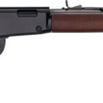 Lever-action rifle with a wooden stock and long barrel.