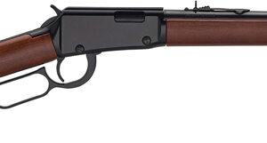 Lever-action rifle with a wooden stock and long metal barrel.