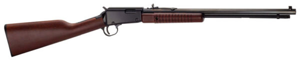 Lever-action rifle with wooden stock photographed from the left side in profile.