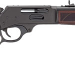 Lever-action rifle with wooden stock and long barrel, shown in profile.